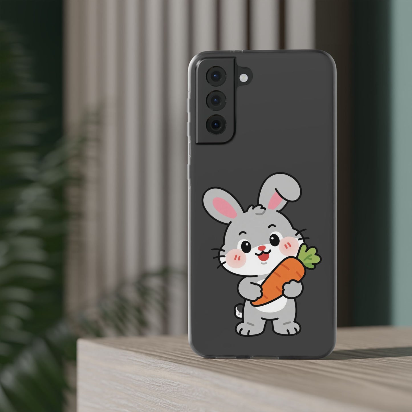 Playful Bunny Holding Carrot Phone Case – Soft, Charming Protective Cover