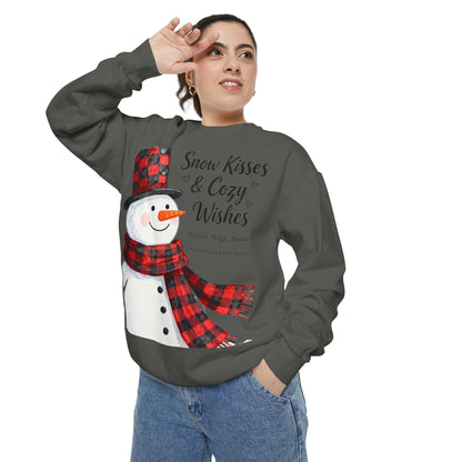 Warm Winter Plaid Snowman Sweatshirt – Cozy Holiday Crewneck for Christmas Cheer