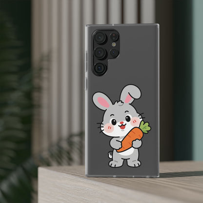 Playful Bunny Holding Carrot Phone Case – Soft, Charming Protective Cover