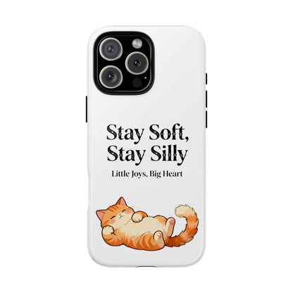 Orange Cat Aesthetic Phone Case – Stay Soft, Stay Silly | Custom Text Available | Little Joys, Big Heart
