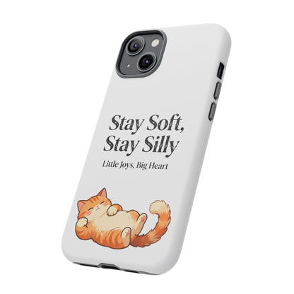 Orange Cat Aesthetic Phone Case – Stay Soft, Stay Silly | Custom Text Available | Little Joys, Big Heart