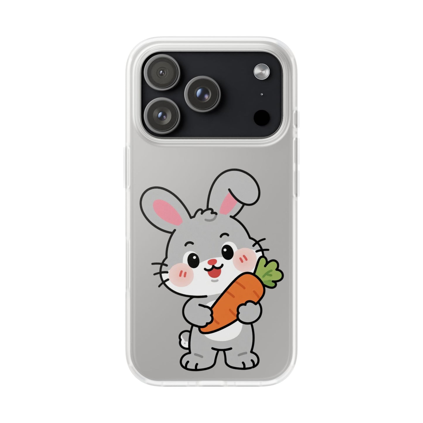 Playful Bunny Holding Carrot Phone Case – Soft, Charming Protective Cover