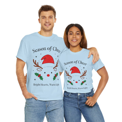 Bright Hearts Reindeer Christmas T-Shirt – Cozy Holiday Gift for Family and Friends