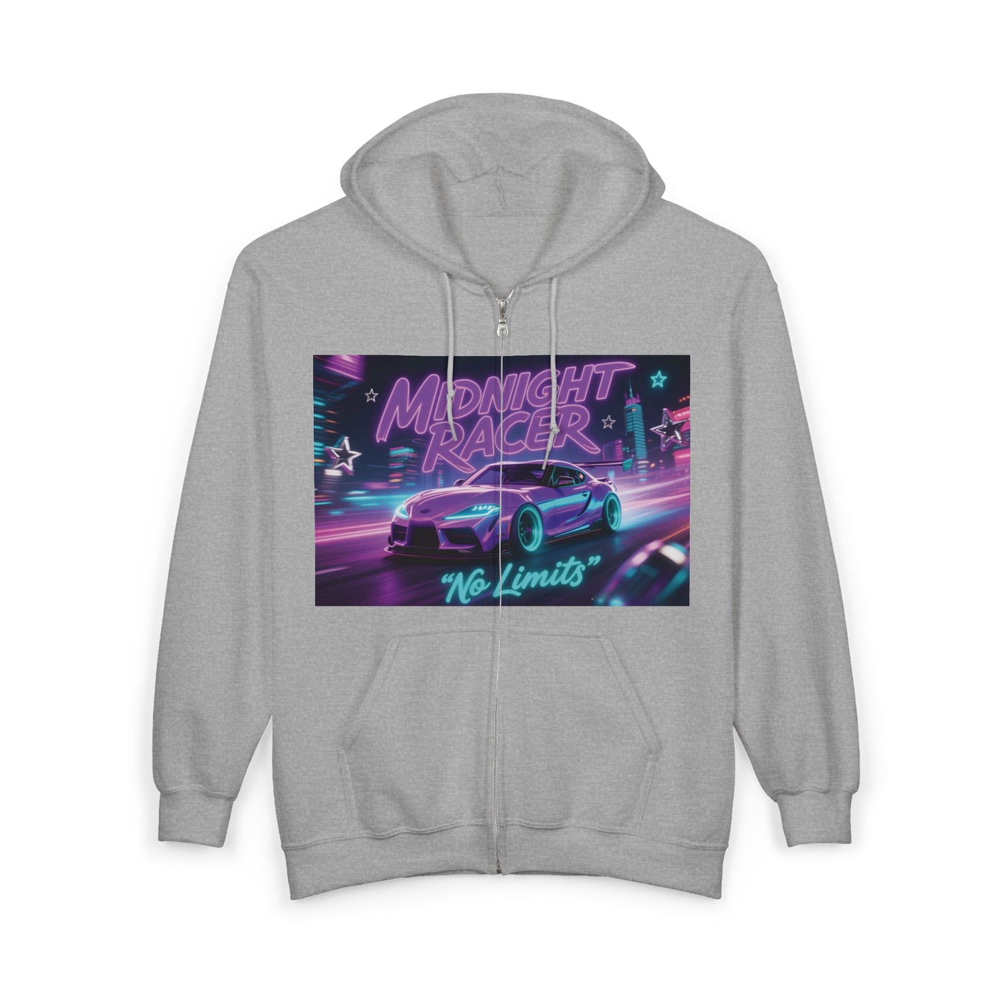 Custom Midnight Racer Zip-Up Hoodie – Personalized No Limits Racing Hoodie for Car Enthusiasts | Street Racing Zip Jacket
