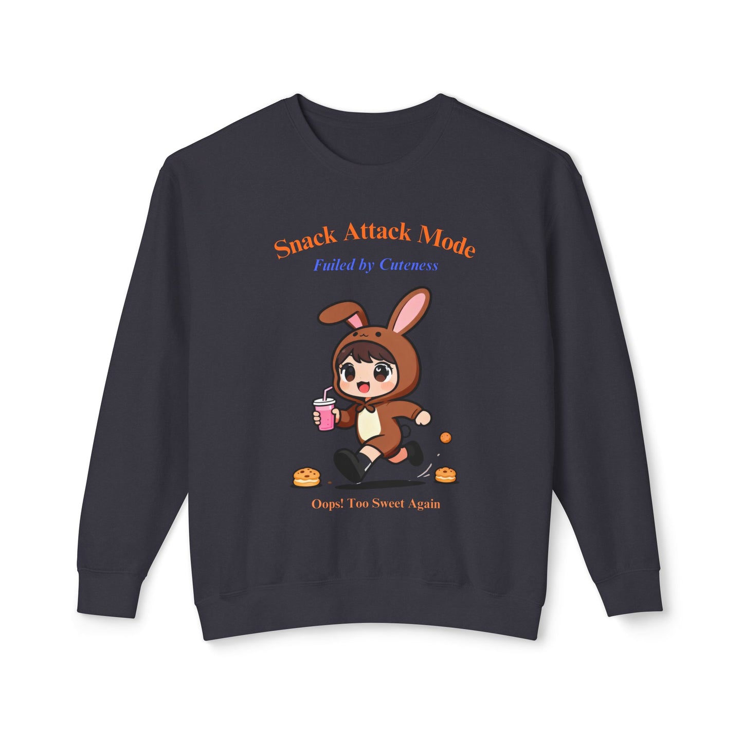 Kawaii Bunny Snack Lover Crewneck – Cute Cartoon Pullover for Cozy Everyday Style
