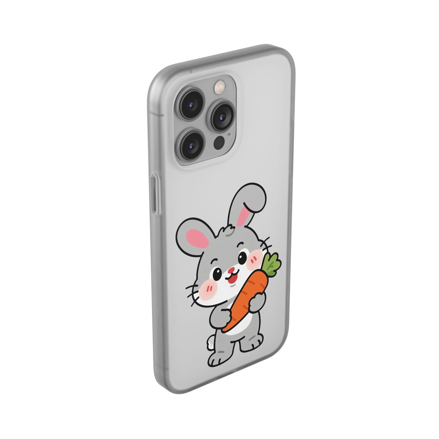 Playful Bunny Holding Carrot Phone Case – Soft, Charming Protective Cover