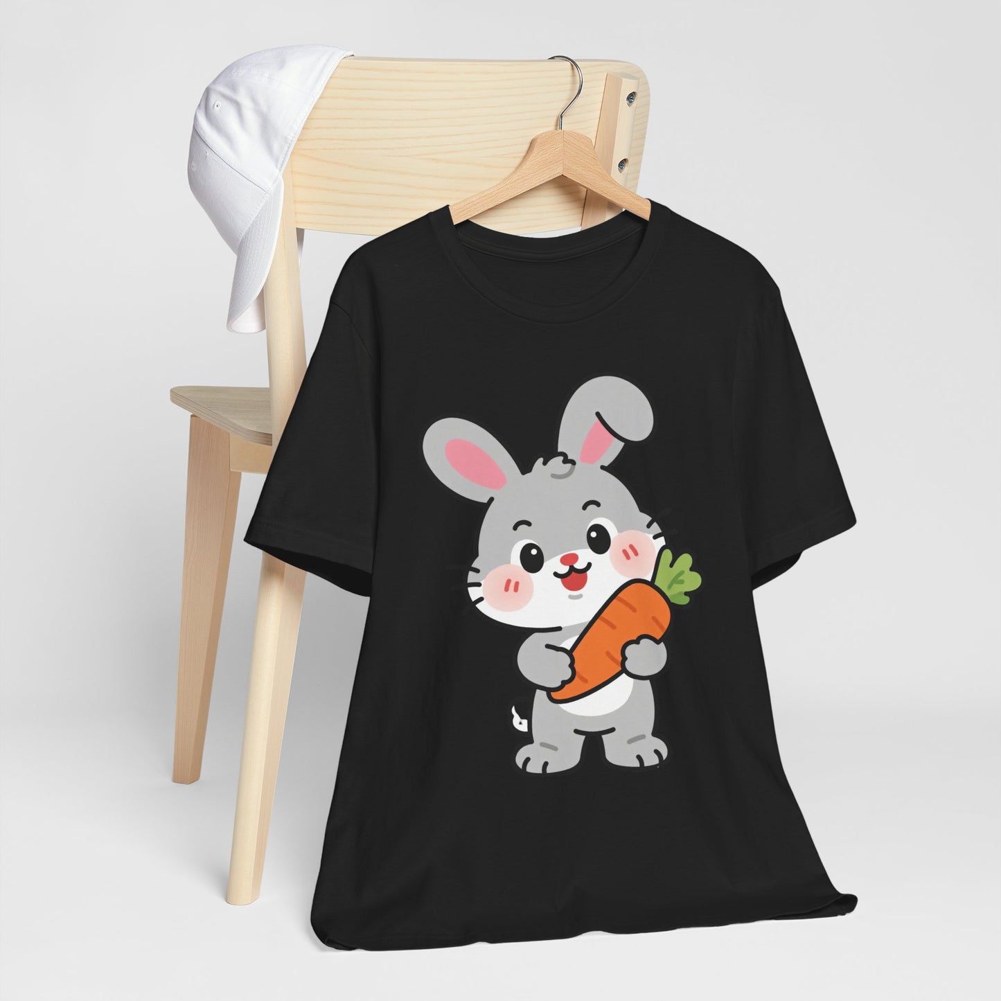 Sweet Bunny & Carrot Graphic Tee – Soft Pastel Rabbit Illustration Shirt