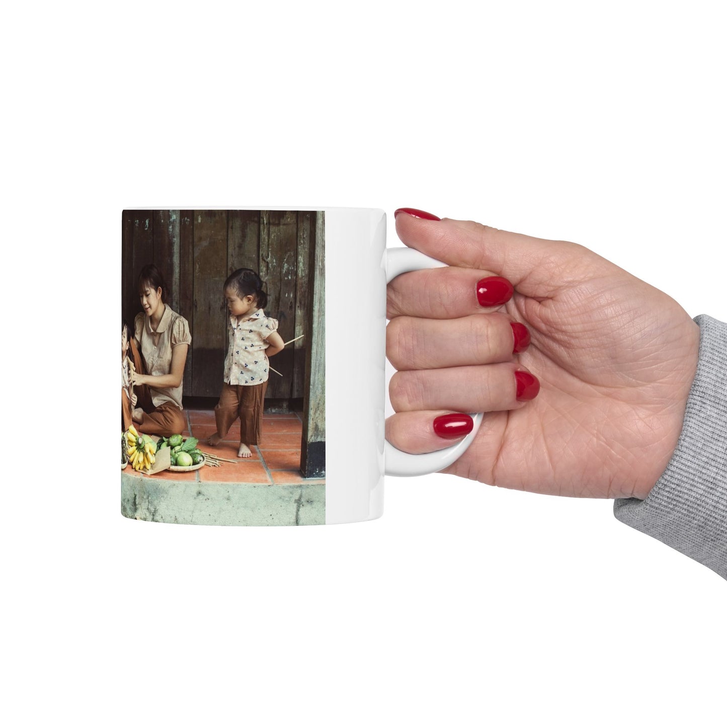 Custom Vietnamese Countryside Family Mug – Personalized Heritage Photo Cup