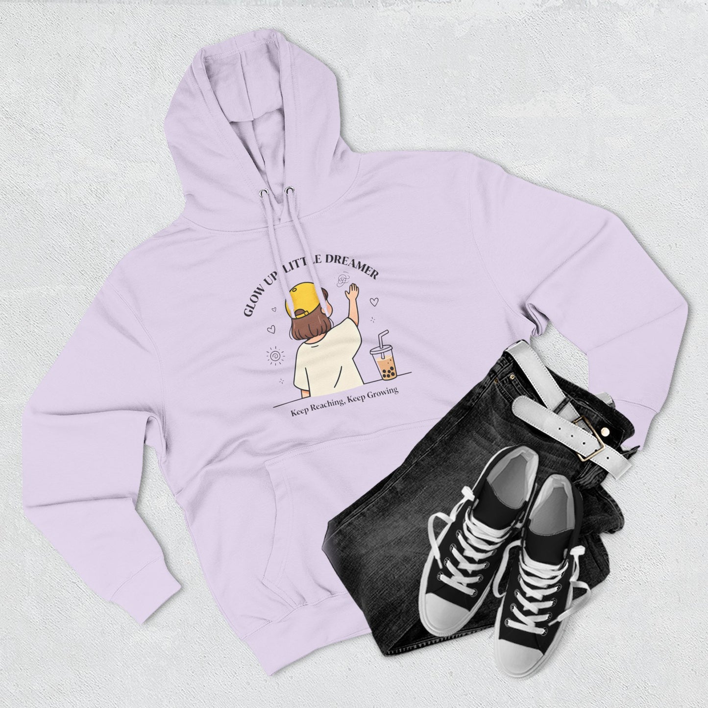 Kawaii Cat Café Hoodie – Soft Fleece Pullover with Relaxed Dreamer Message
