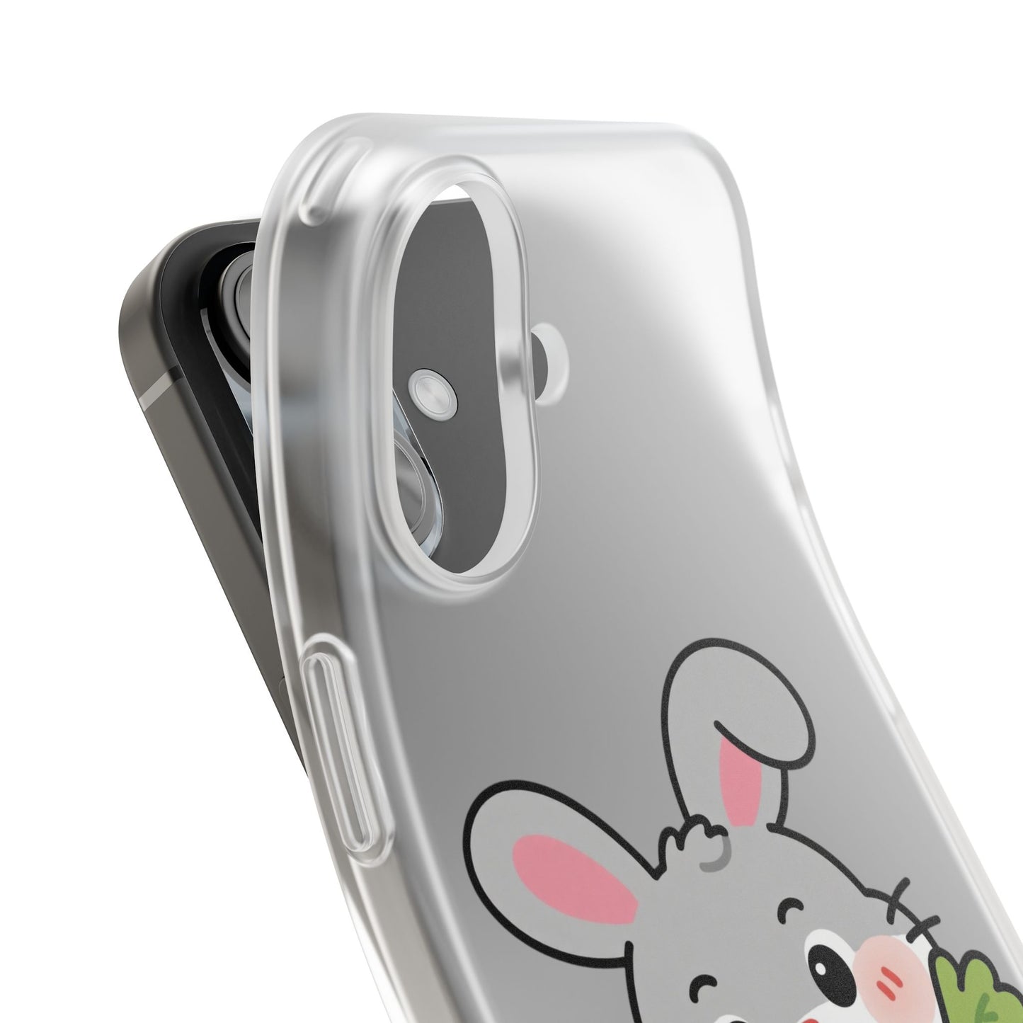 Playful Bunny Holding Carrot Phone Case – Soft, Charming Protective Cover