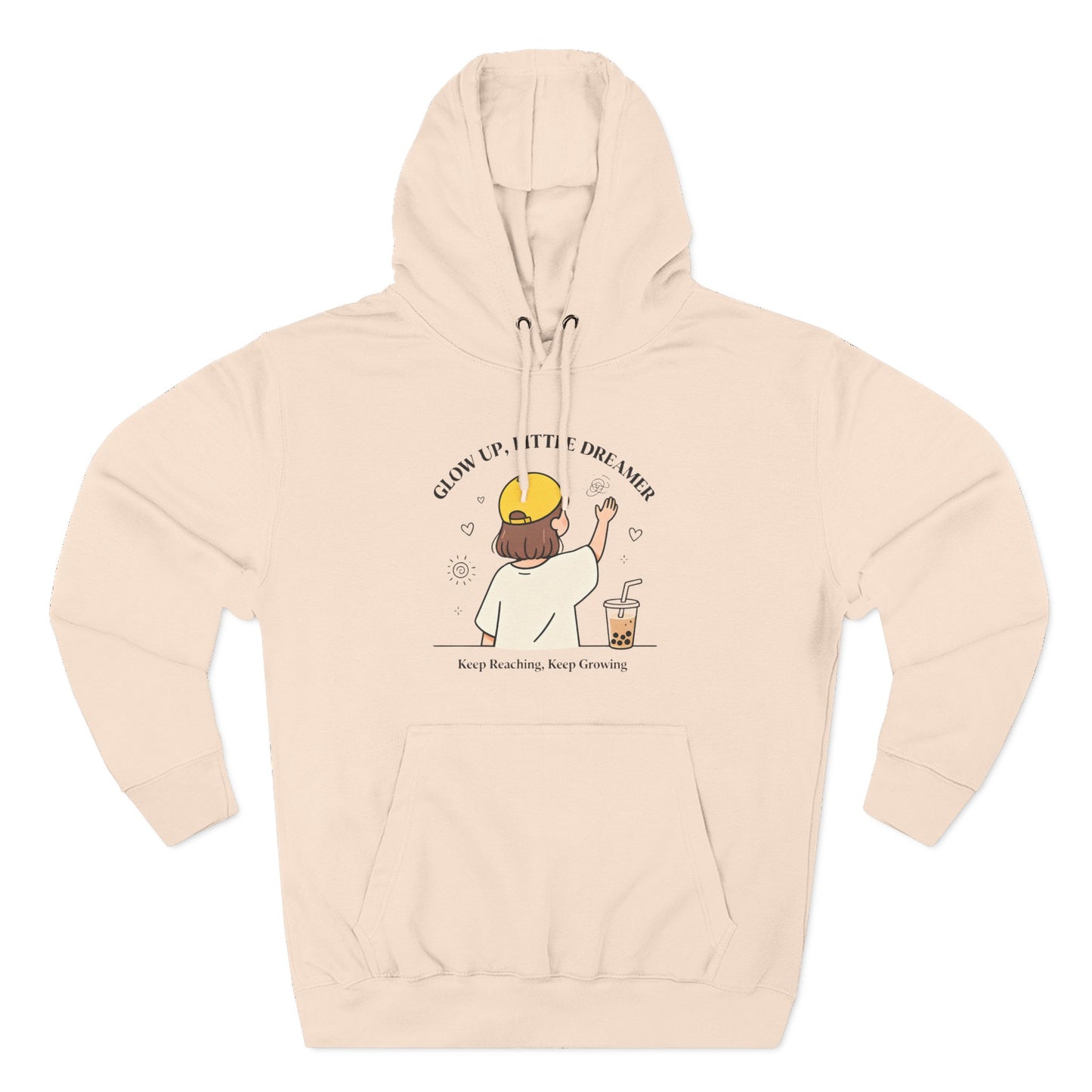 Kawaii Cat Café Hoodie – Soft Fleece Pullover with Relaxed Dreamer Message