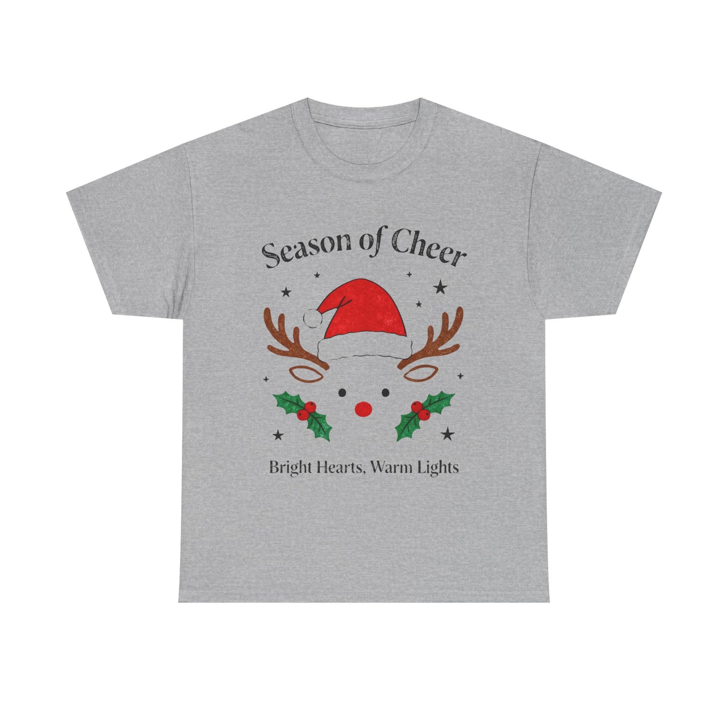 Bright Hearts Reindeer Christmas T-Shirt – Cozy Holiday Gift for Family and Friends