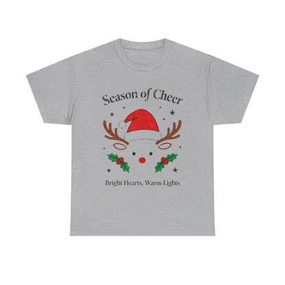 Bright Hearts Reindeer Christmas T-Shirt – Cozy Holiday Gift for Family and Friends