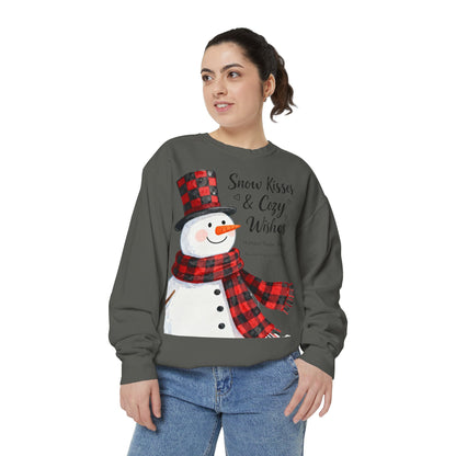 Warm Winter Plaid Snowman Sweatshirt – Cozy Holiday Crewneck for Christmas Cheer