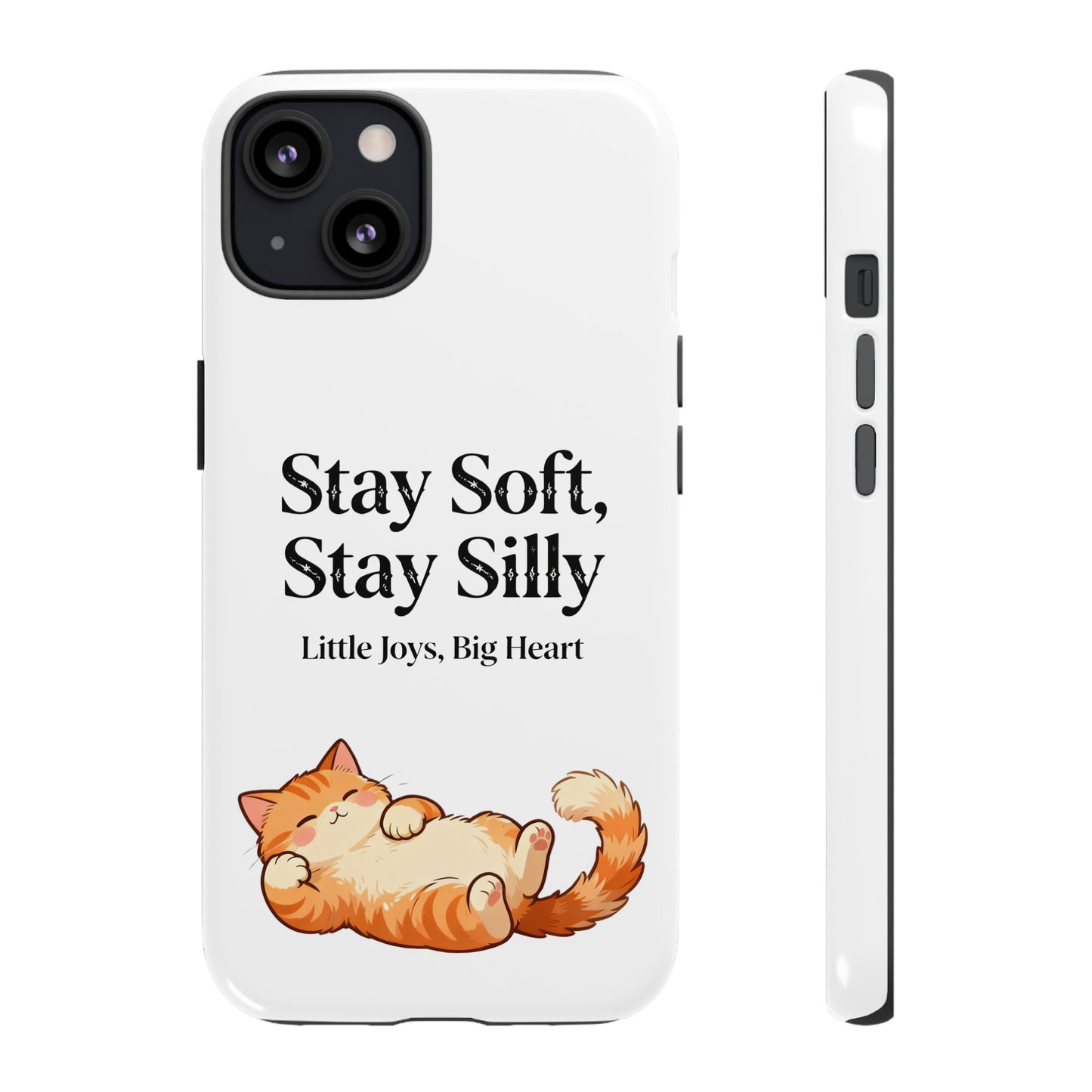 Orange Cat Aesthetic Phone Case – Stay Soft, Stay Silly | Custom Text Available | Little Joys, Big Heart