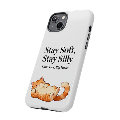 Orange Cat Aesthetic Phone Case – Stay Soft, Stay Silly | Custom Text Available | Little Joys, Big Heart