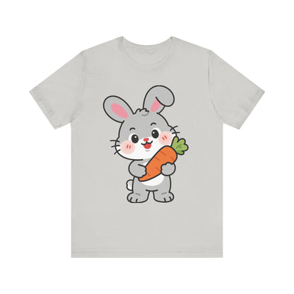 Sweet Bunny & Carrot Graphic Tee – Soft Pastel Rabbit Illustration Shirt