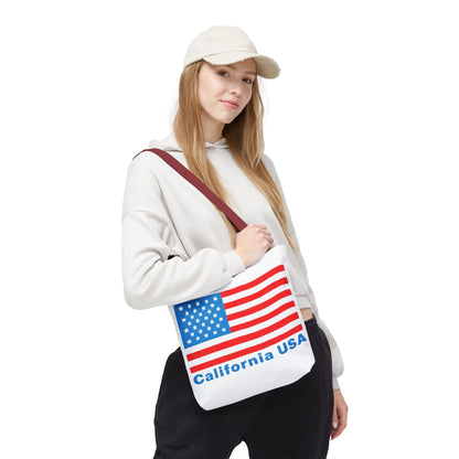 California Bear Pride Tote – Bold USA Flag Canvas Bag for Everyday Carry