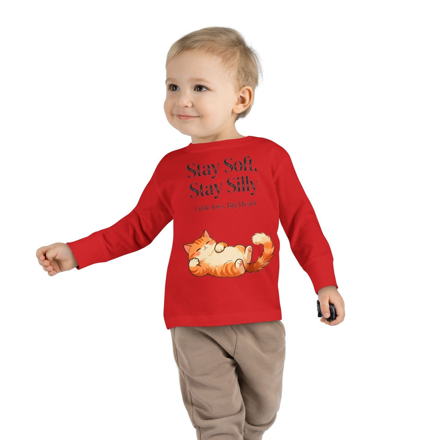Adorable Sleeping Cat Toddler Long Sleeve – Soft & Playful “Stay Silly” Kids Top