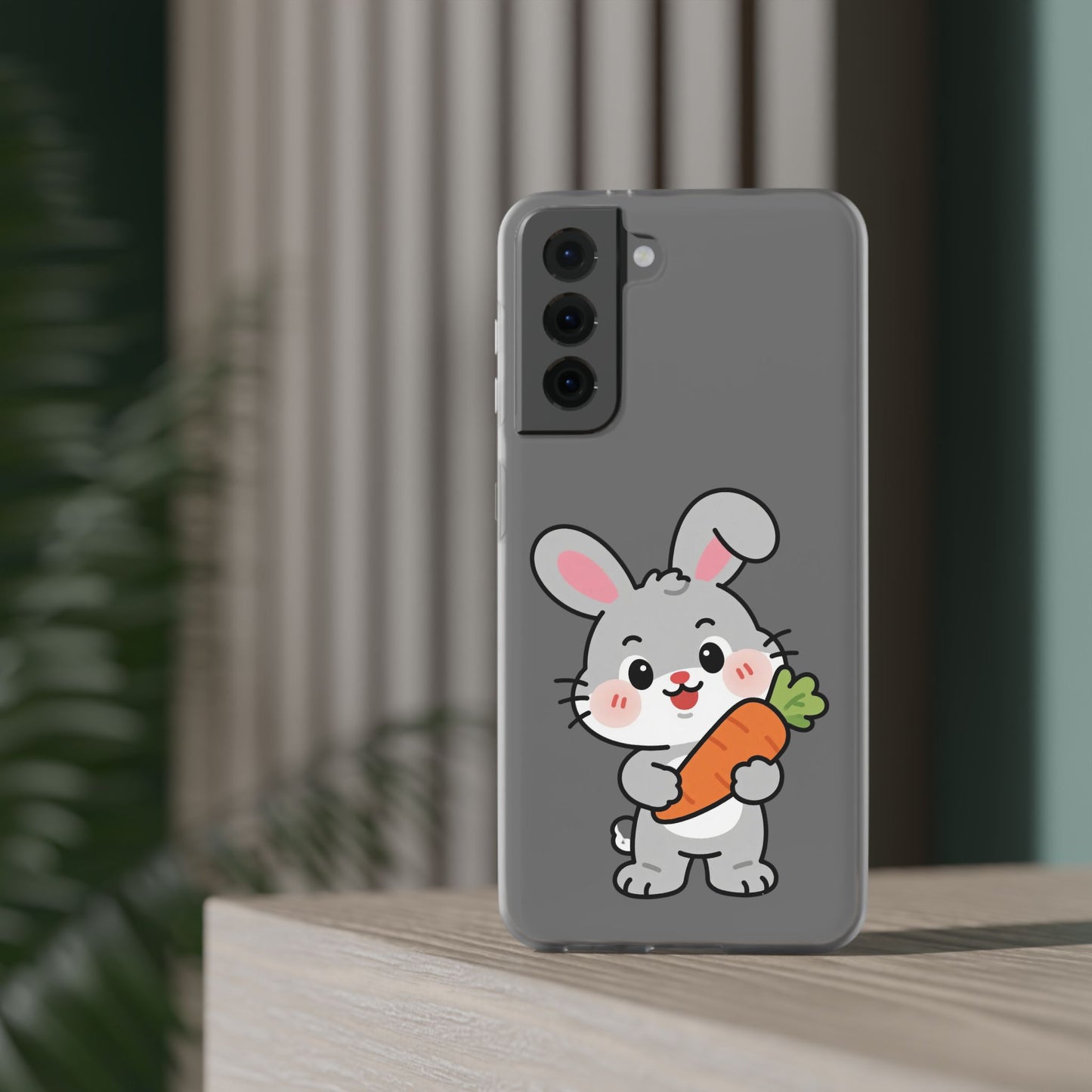 Playful Bunny Holding Carrot Phone Case – Soft, Charming Protective Cover