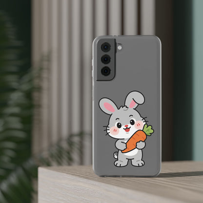 Playful Bunny Holding Carrot Phone Case – Soft, Charming Protective Cover