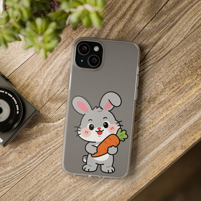 Playful Bunny Holding Carrot Phone Case – Soft, Charming Protective Cover