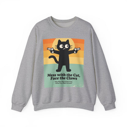 Claw Power Vintage Sweatshirt – Bold Cat Graphic with Retro Edge and Street Cool Vibe