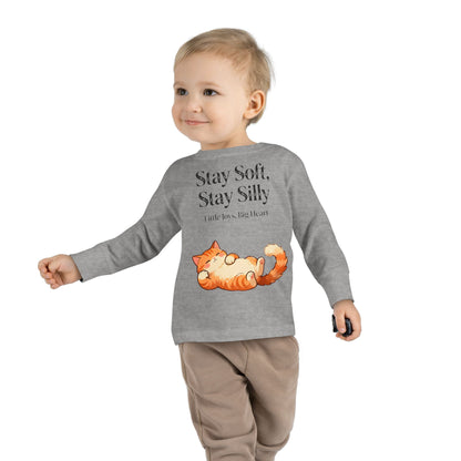 Adorable Sleeping Cat Toddler Long Sleeve – Soft & Playful “Stay Silly” Kids Top