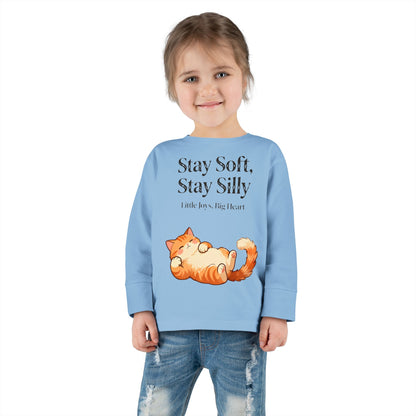 Adorable Sleeping Cat Toddler Long Sleeve – Soft & Playful “Stay Silly” Kids Top