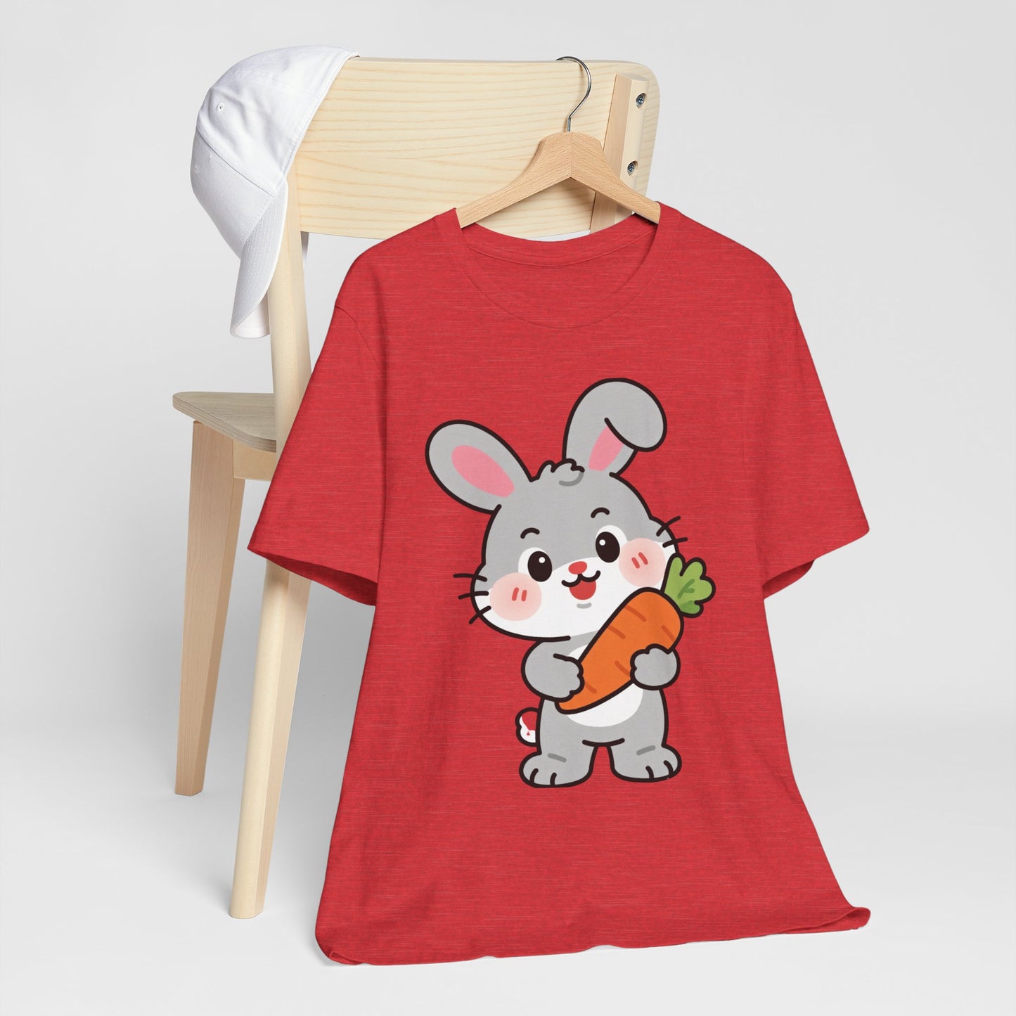 Sweet Bunny & Carrot Graphic Tee – Soft Pastel Rabbit Illustration Shirt