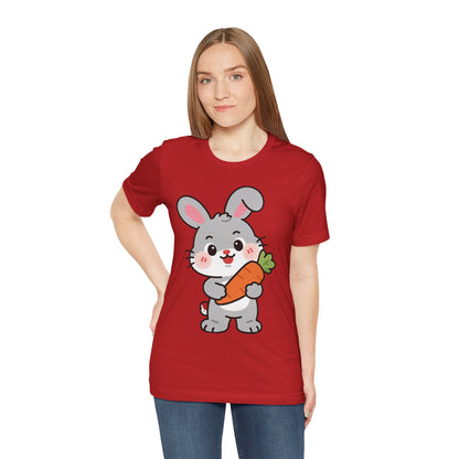 Sweet Bunny & Carrot Graphic Tee – Soft Pastel Rabbit Illustration Shirt