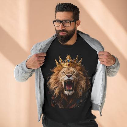 Royal King Lion Custom Crewneck Sweatshirt – Personalized Unisex Pullover