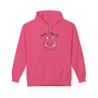 Kawaii Bunny “Hello Little Joy” Hoodie – Cute Rabbit Graphic Cozy Pullover