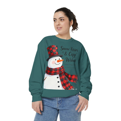 Warm Winter Plaid Snowman Sweatshirt – Cozy Holiday Crewneck for Christmas Cheer