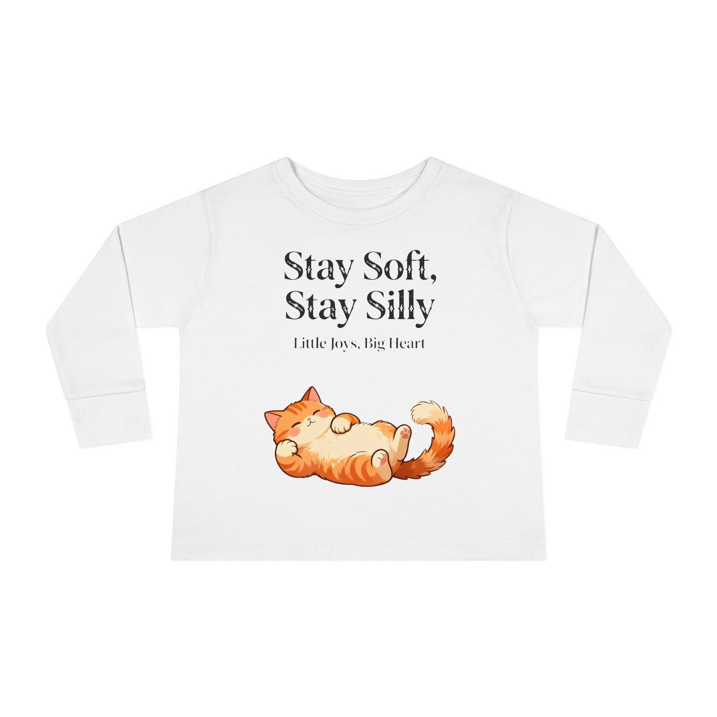 Adorable Sleeping Cat Toddler Long Sleeve – Soft & Playful “Stay Silly” Kids Top