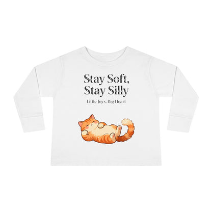 Adorable Sleeping Cat Toddler Long Sleeve – Soft & Playful “Stay Silly” Kids Top
