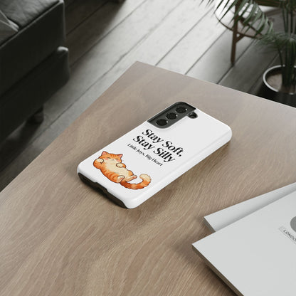 Orange Cat Aesthetic Phone Case – Stay Soft, Stay Silly | Custom Text Available | Little Joys, Big Heart