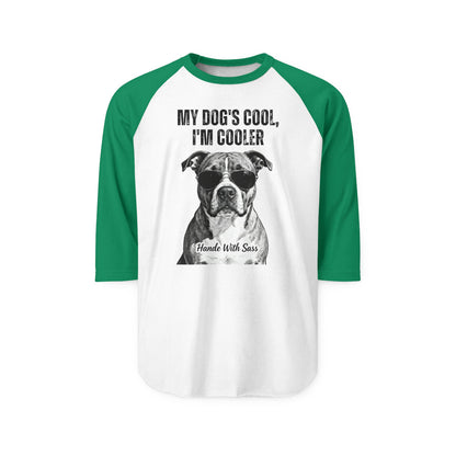 Cooler Than My Dog Raglan – Witty Graphic Tee for Dog Dads, Moms & Pet Enthusiasts