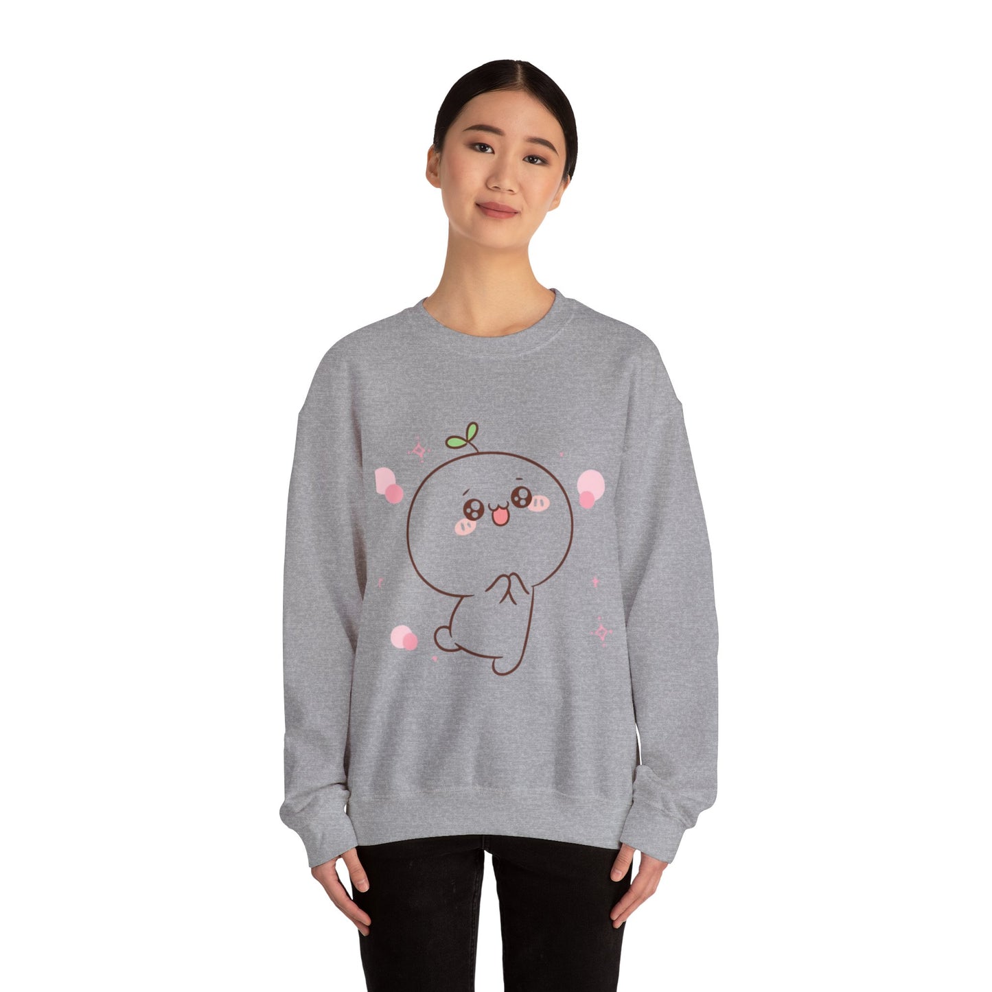 Blushing Peach Kawaii Sweatshirt – Soft Cute Cartoon Crewneck for Cozy Everyday Style