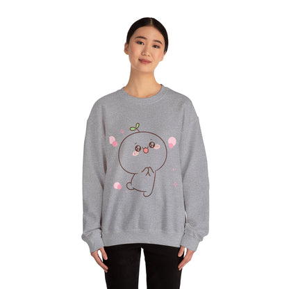 Blushing Peach Kawaii Sweatshirt – Soft Cute Cartoon Crewneck for Cozy Everyday Style