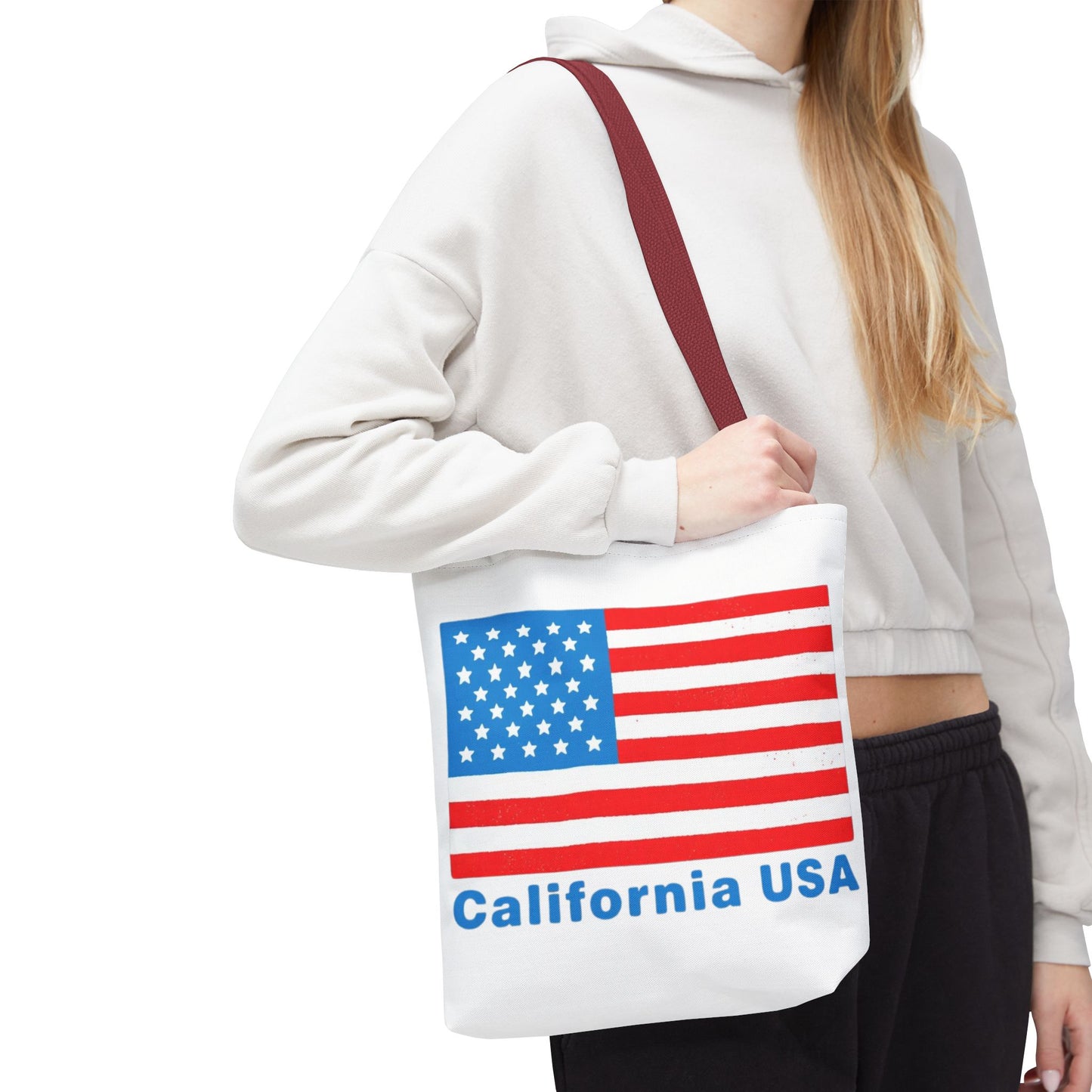 California Bear Pride Tote – Bold USA Flag Canvas Bag for Everyday Carry