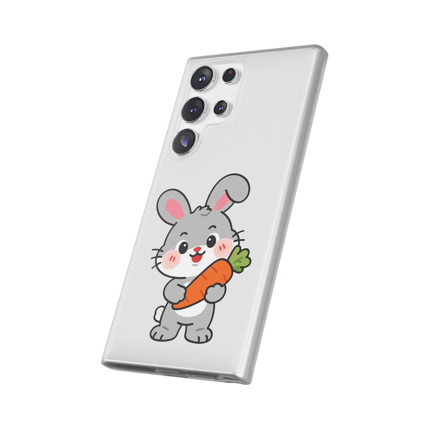 Playful Bunny Holding Carrot Phone Case – Soft, Charming Protective Cover