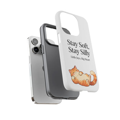 Orange Cat Aesthetic Phone Case – Stay Soft, Stay Silly | Custom Text Available | Little Joys, Big Heart