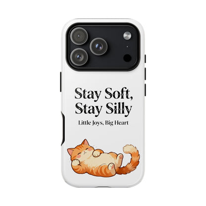 Orange Cat Aesthetic Phone Case – Stay Soft, Stay Silly | Custom Text Available | Little Joys, Big Heart