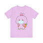Playful Bunny in Mask T-Shirt – Adorable Carrot-Loving Rabbit Cartoon Design