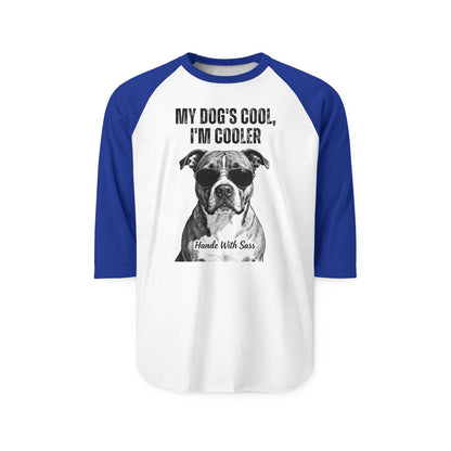 Cooler Than My Dog Raglan – Witty Graphic Tee for Dog Dads, Moms & Pet Enthusiasts