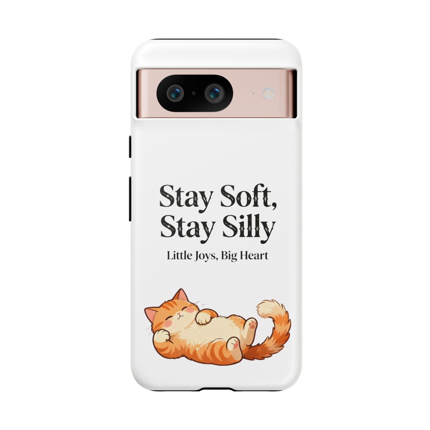 Orange Cat Aesthetic Phone Case – Stay Soft, Stay Silly | Custom Text Available | Little Joys, Big Heart
