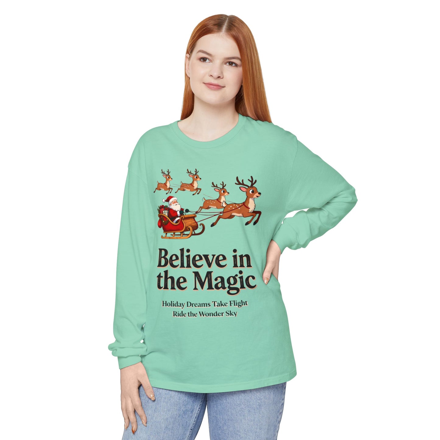 Holiday Spirit Long Sleeve Tee – Believe in the Magic of Christmas with Cozy Festive Style