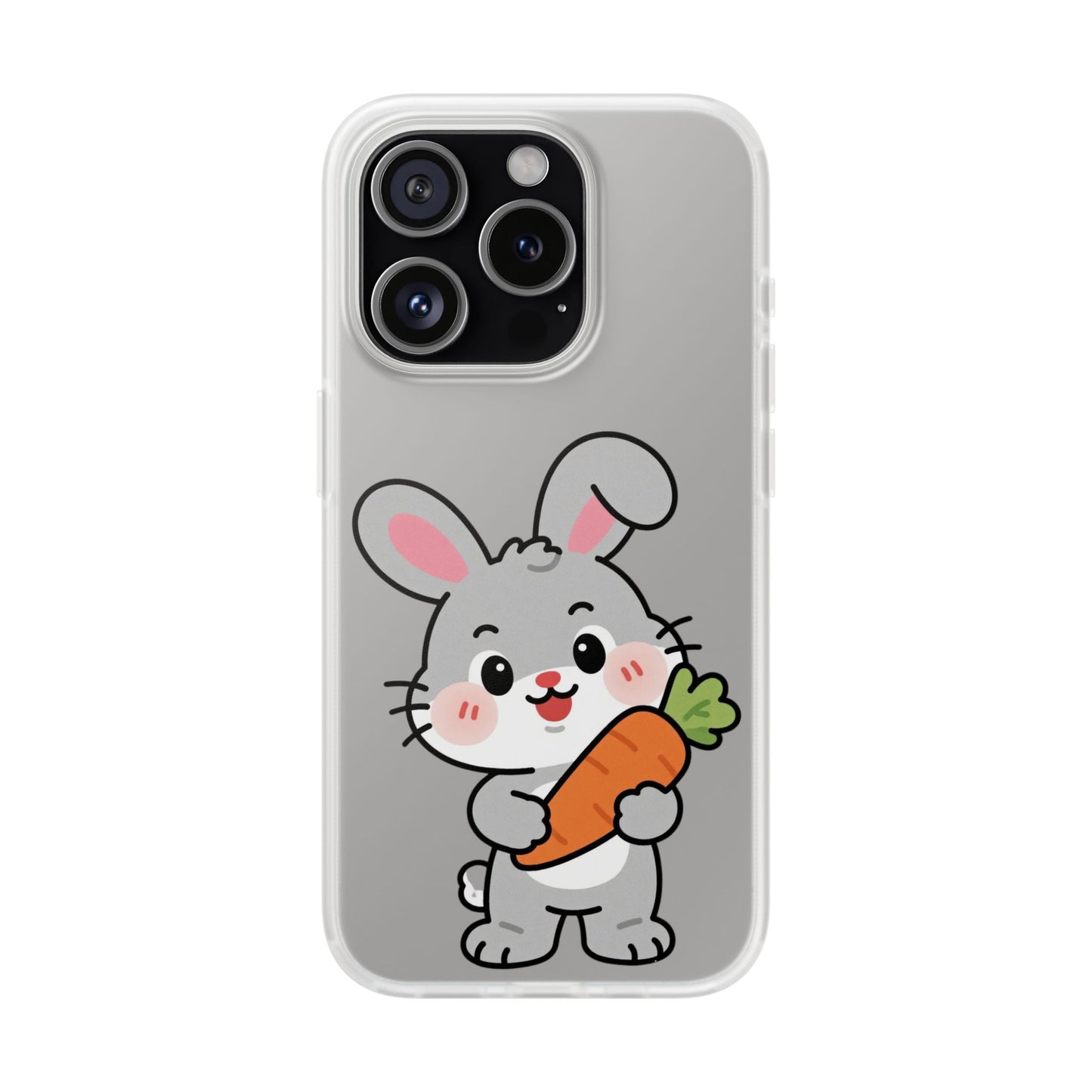 Playful Bunny Holding Carrot Phone Case – Soft, Charming Protective Cover