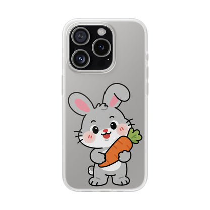 Playful Bunny Holding Carrot Phone Case – Soft, Charming Protective Cover